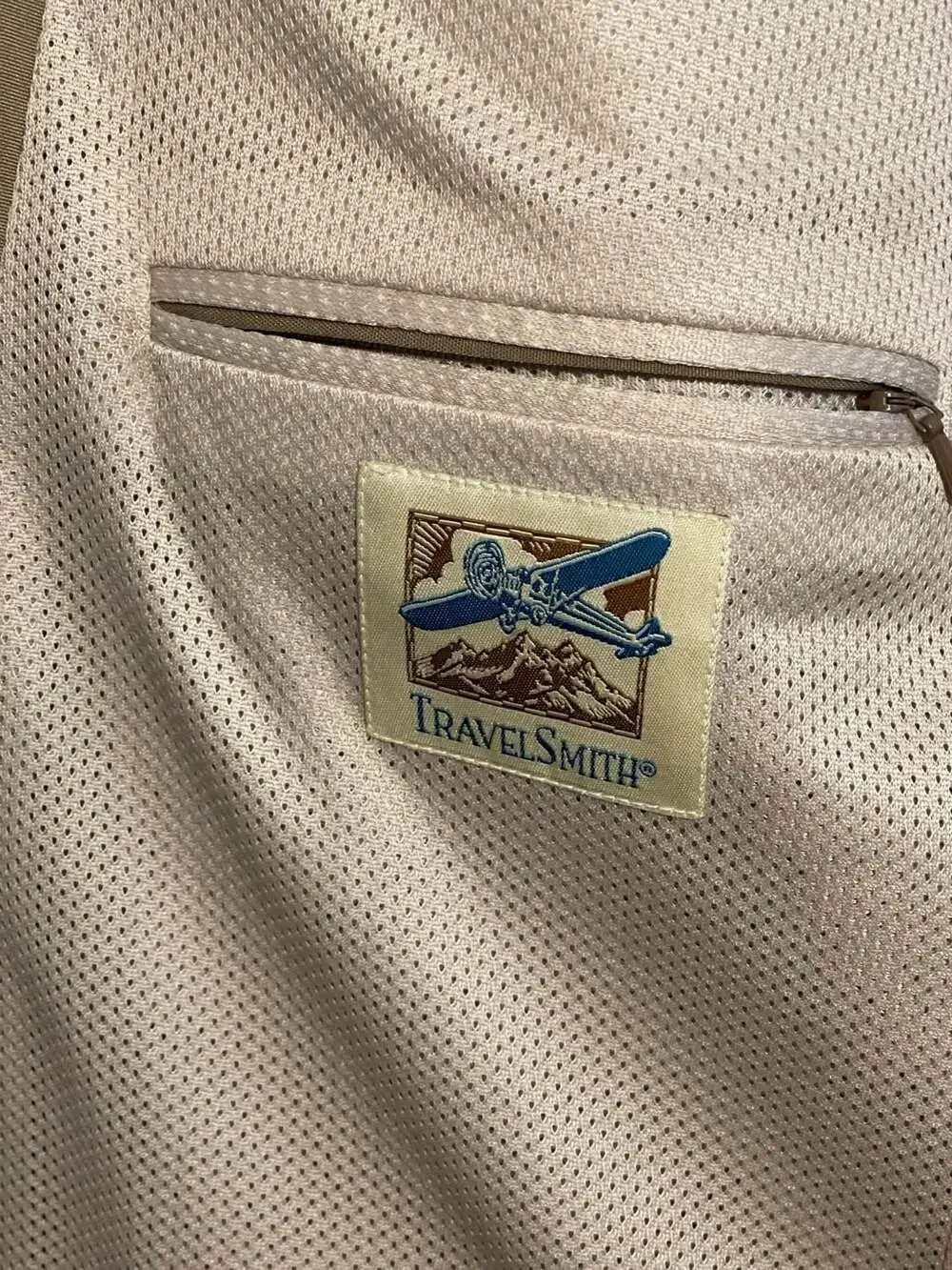 TravelSmith Mens Blazer Safari Sport Coat Tan Utility Commuter Jacket, Sz. 48L